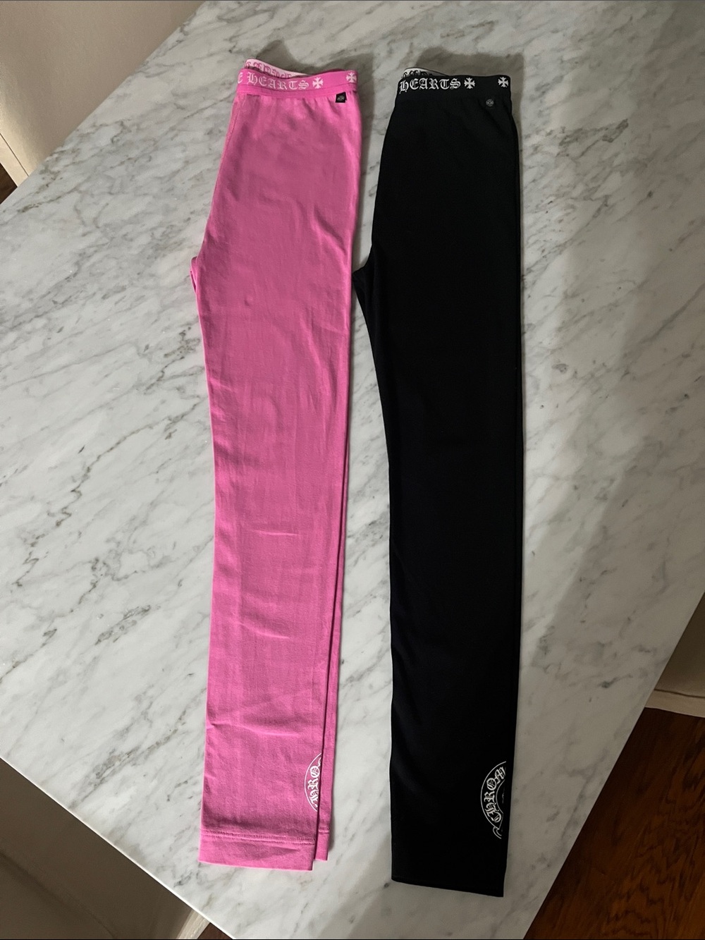 Chrome Hearts Pink and Black Logo Waistband Leggings Set